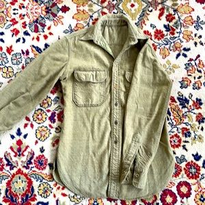 Vintage, army green, hand made, button down